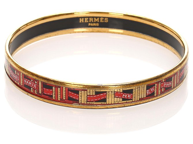 Hermès Bracelet jonc en émail doré Hermes Multicolore  ref.221941