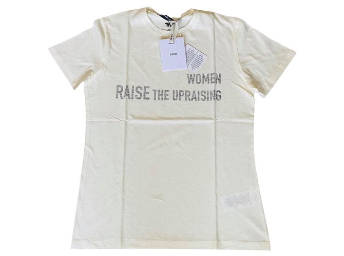 Christian Dior Camiseta 'Mulheres levantam a elevação' Branco Algodão  ref.221975