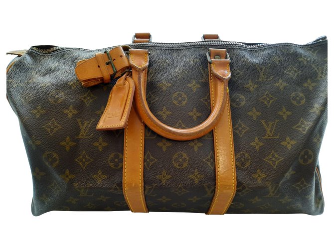 Louis Vuitton Keepall 60 Brown Leather  ref.222020