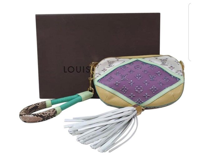 Louis Vuitton Nightbird Pochette Python Clutch Glitter Monogramm Mehrfarben Leder  ref.222046
