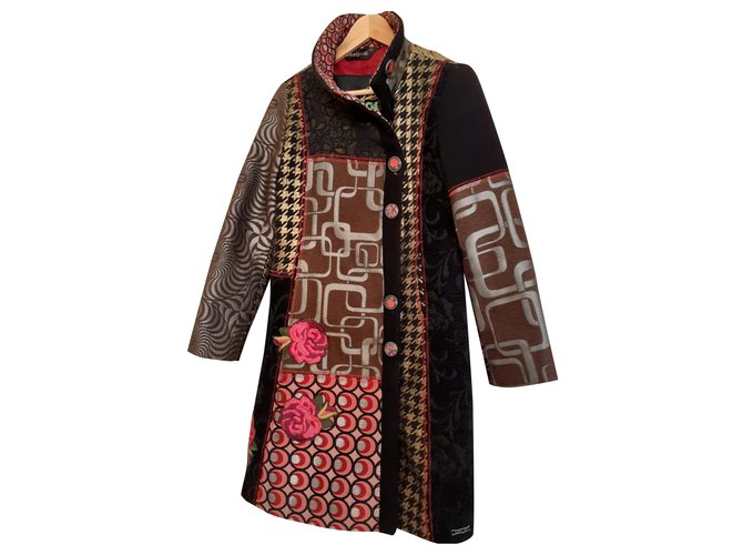 Desigual Coats, Outerwear Multiple colors Polyester Wool Viscose  ref.222060
