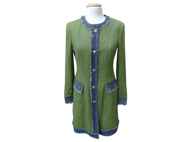 Dolce & Gabbana Coats, Outerwear Blue Green Cotton Linen  ref.222167