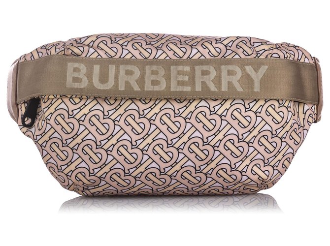 Burberry - Sac-ceinture en nylon à monogramme Sonny marron Tissu Marron clair  ref.222257
