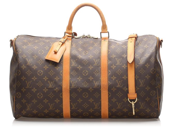 Louis Vuitton Brown Monogram Keepall Bandouliere 50 Leather Cloth  ref.222279