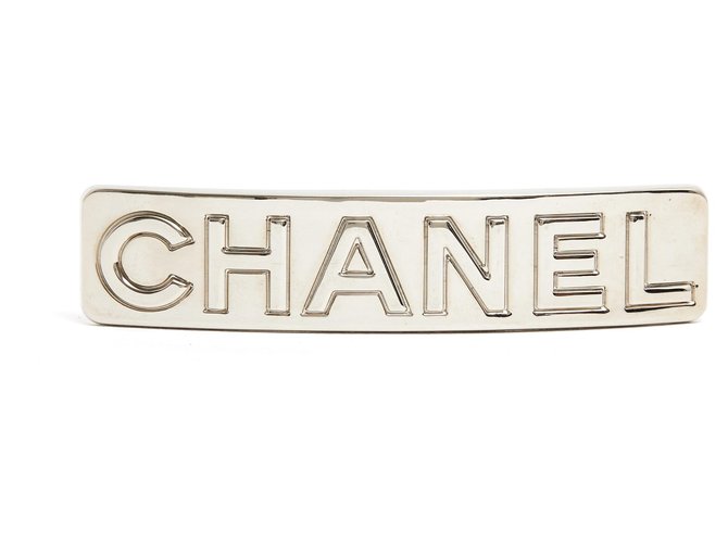 Chanel CLIP DE PELO DE BARRA GRANDE DE PLATA Metal  ref.222364
