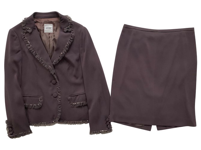 Moschino Cheap And Chic Dark brown skirt suit Synthetic  ref.222381