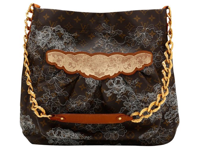 Louis Vuitton FERSEN SILVER LACE LIMITED EDITION Brown Gold hardware Cloth Metal  ref.222382