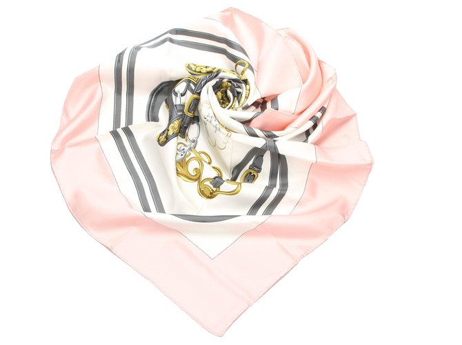 Hermès Lenço de seda Hermes Rosa Brides de Gala Multicor Pano  ref.222568