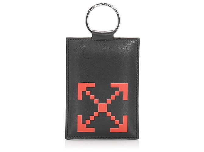 Off White Tarjetero de piel estampada negro blanco roto