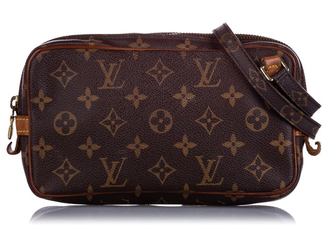 Louis Vuitton Brown Monogram Marly Bandouliere Leather Cloth  ref.222592