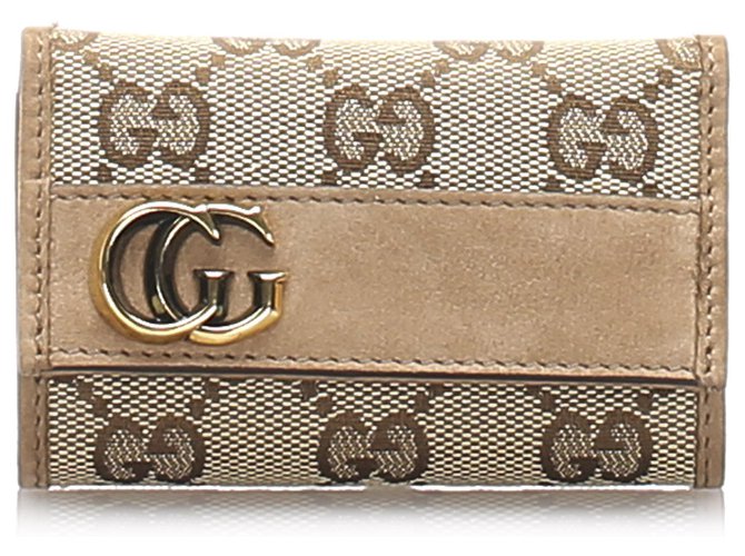 Gucci Brown GG Canvas Key Holder Suede Leather Cloth Cloth  ref.222601