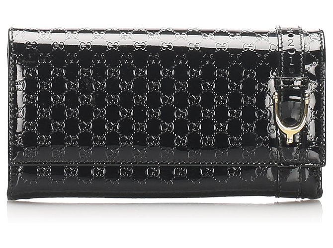 Gucci Black Microguccissima Patent Leather Nice Wallet  ref.222603