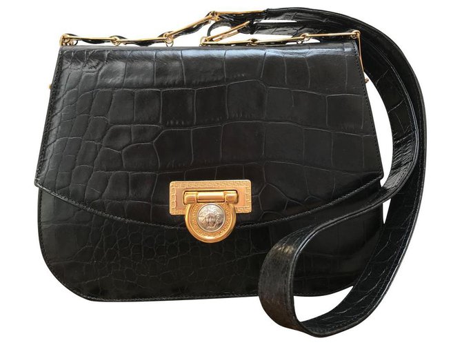 Gianni Versace Handbags Black Leather  ref.222643
