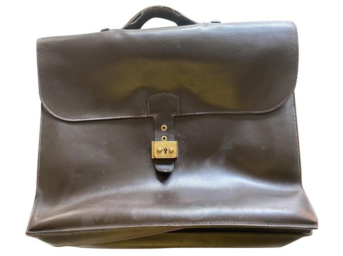Autre Marque Briefcase briefcase Dark brown Lambskin  ref.222693