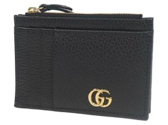 GUCCI business card case tiny coin case coin case unisex card case 574804 black Leather  ref.222756