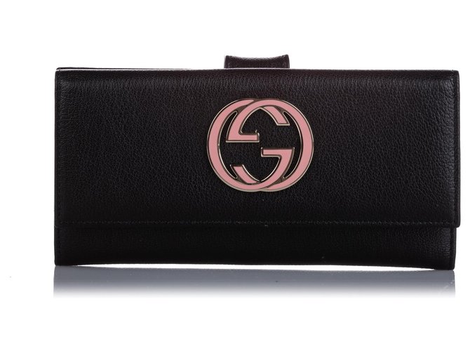 Gucci Black Blondie Leather Wallet Pony-style calfskin  ref.222945