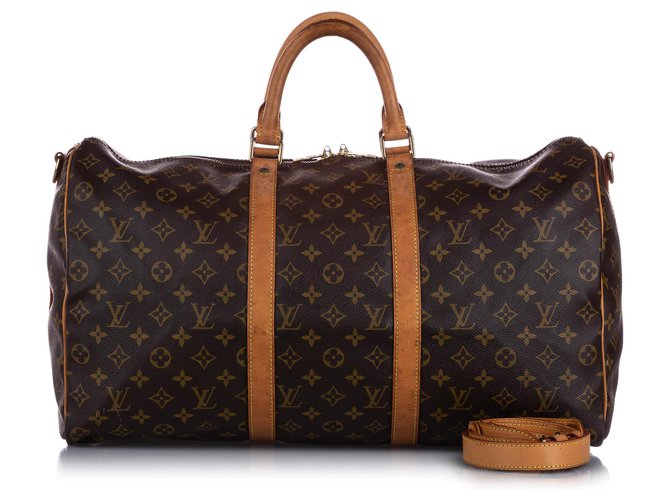 Louis Vuitton Brown Monogram Keepall Bandouliere 50 Leather Cloth  ref.222975