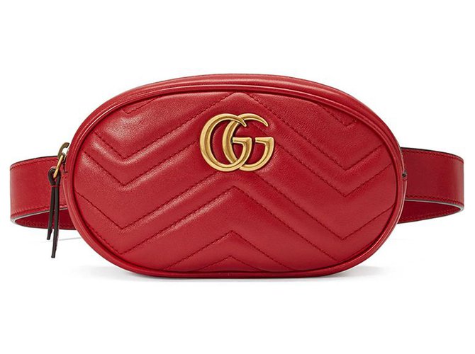 Gucci Red GG Marmont Leather Belt Bag Pony-style calfskin  ref.222984