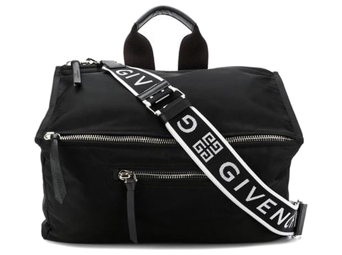 Givenchy Black Pandora Nylon Crossbody Bag White Cloth  ref.223002