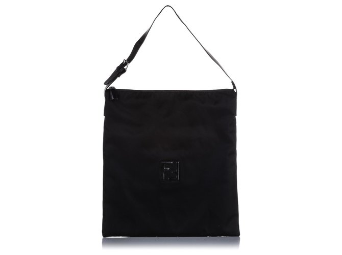 Fendi Black Nylon Tote Bag Leather Pony-style calfskin Cloth  ref.223025