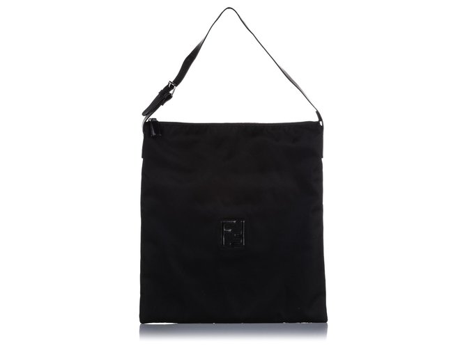 La bolsa de asas de nylon negro Fendi Cuero Becerro Paño  ref.223025