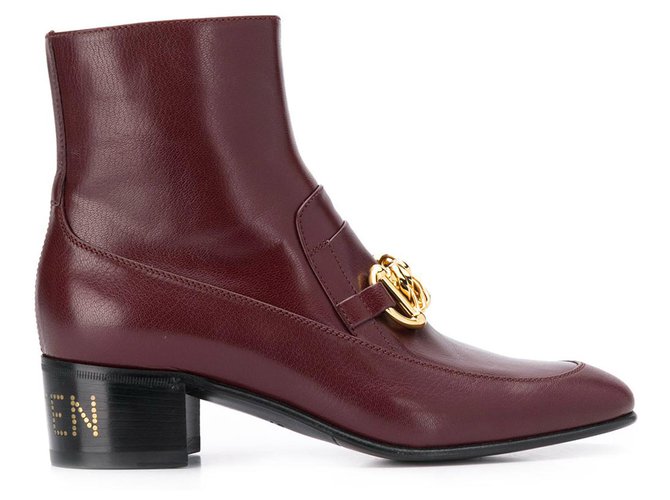 Gucci Red Horsebit Chain Ankle Boots Leather Pony-style calfskin  ref.223070