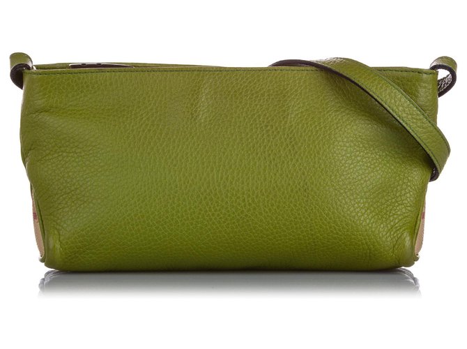 Bolso bandolera de cuero verde Burberry Multicolor Plástico Becerro  ref.223084