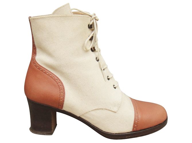 Vintage Kenzo p Stiefeletten 37,5 Aus weiß Hellbraun