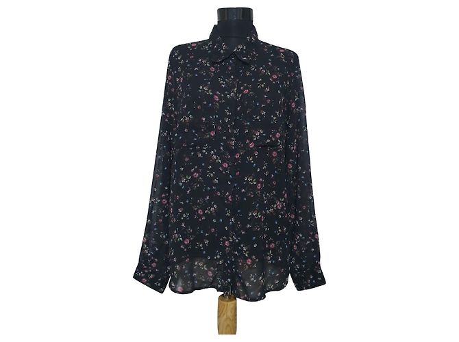 Camicia Gestuz Trasparente Floreale Nera Multicolore Nero