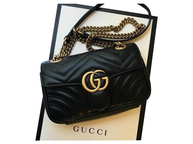 Gucci Marmont Mini schwarz Leder  ref.223187