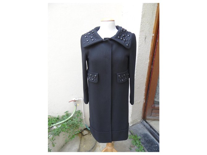 Alberta Ferretti Coats, Outerwear Black Cashmere Wool Polyamide  ref.223194