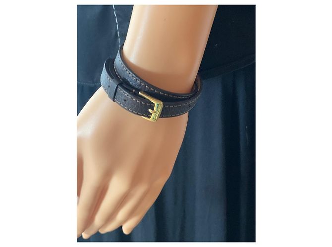 Pulseira Lancel de couro marrom chocolate