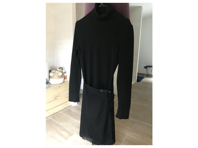 Autre Marque Très belle qualité robe laine Noir  ref.223268