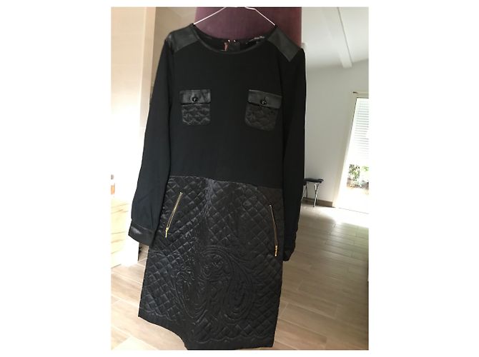 Autre Marque Schickes Kleid aus Tri-Material Schwarz