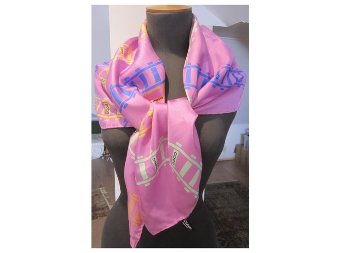 Chanel Silk scarves Multiple colors Purple  ref.223280