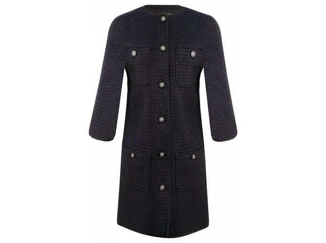 Chanel Paris-Edinburgh coat Navy blue Wool  ref.223289