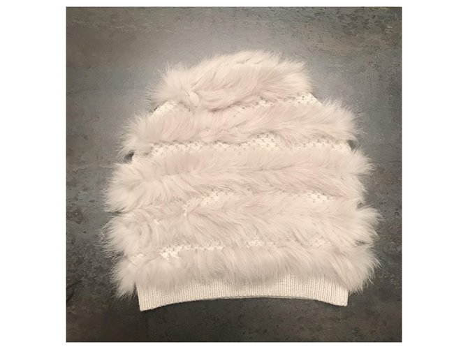Pinko Hats Beige Wool Fur Acrylic  ref.223299