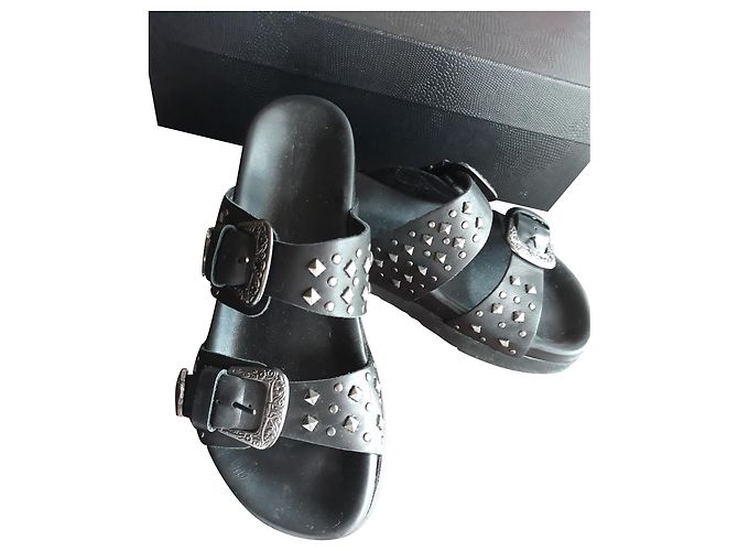 Sabot neri in pelle con borchie The Kooples Nero