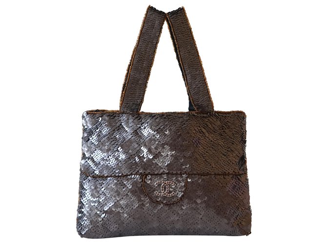 Chanel Handbags Brown Silk  ref.223492