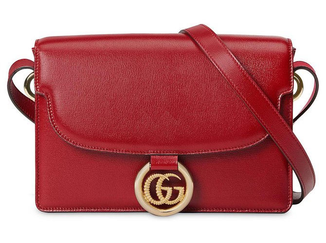 Gucci Red GG Ring Leather Shoulder Bag Pony-style calfskin  ref.223620