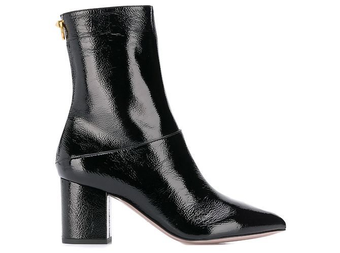 Valentino botas negras de charol Ringstud