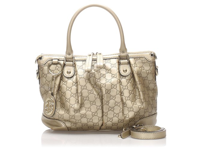 Gucci Gold Guccissima Sukey Leather Satchel Golden Pony-style calfskin  ref.223715