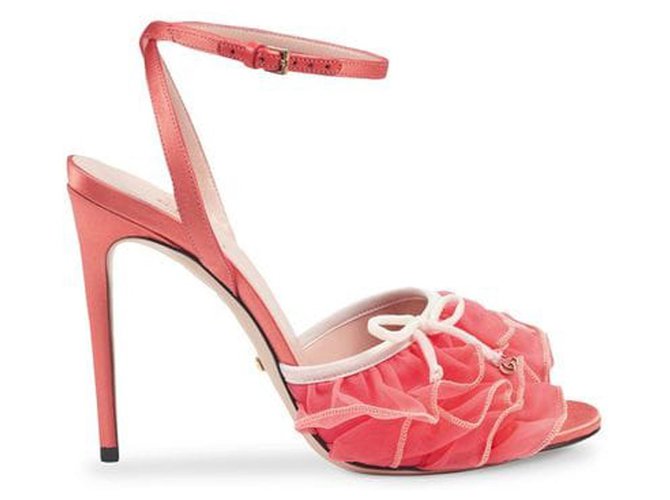 Sandalias de tul rosa con GG de Gucci Blanco Paño Satén ref.223746 - Joli  Closet