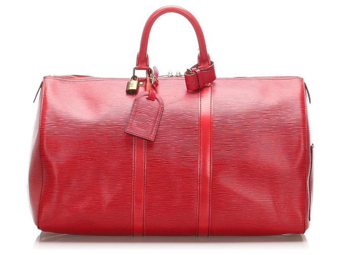 Louis Vuitton Red Epi Keepall 45 Leather Pony-style calfskin  ref.223759
