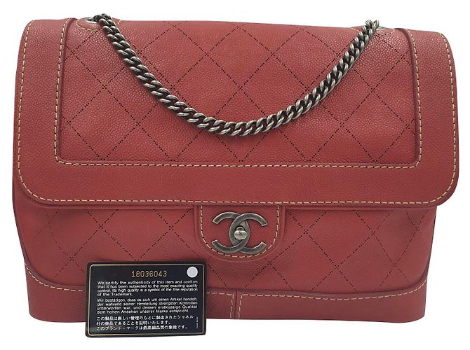 Timeless Bolsa Chanel de couro vermelha Vermelho