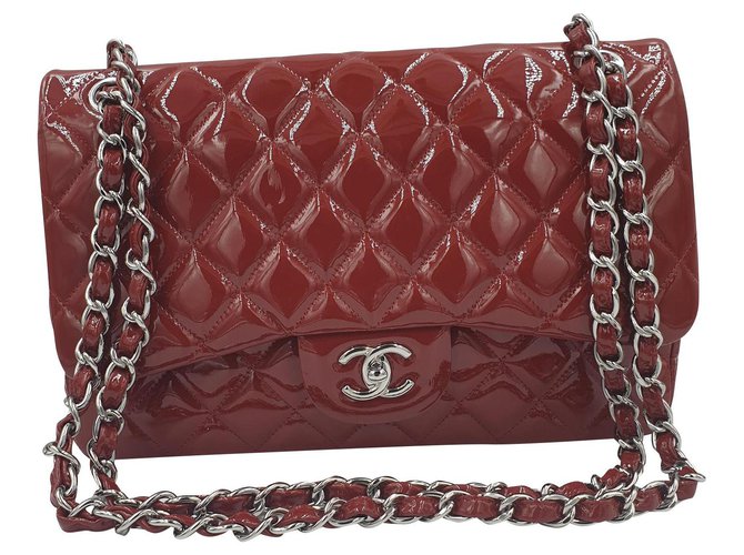 Classique Chanel Sacs à main Cuir vernis Rouge  ref.223766