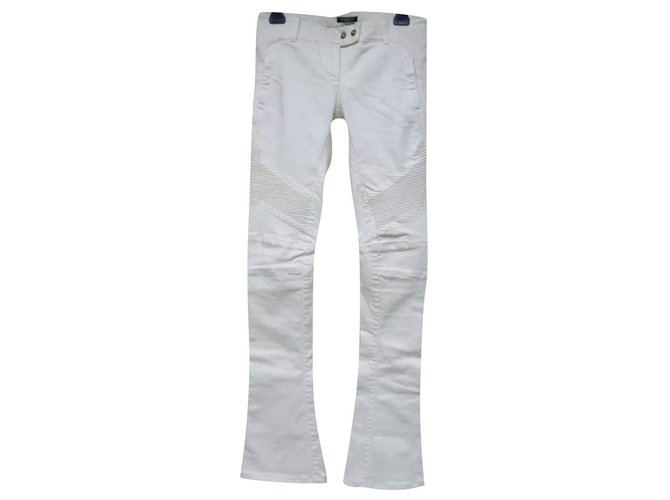 Balmain White  Flare Button  Jeans size 40 Cotton  ref.223816