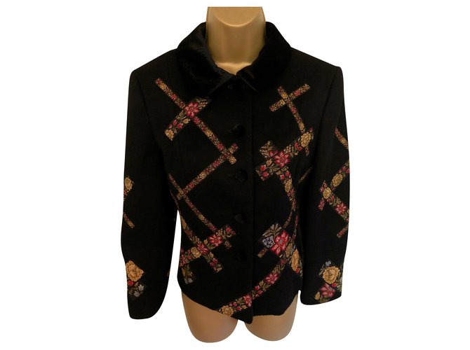 Moschino Cheap And Chic Jackets Black Red Green Yellow Wool Polyamide  ref.223874