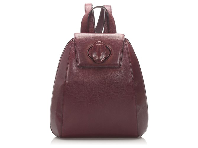 Cartier Red Must de Cartier Leather Backpack Dark red Pony-style calfskin  ref.223976