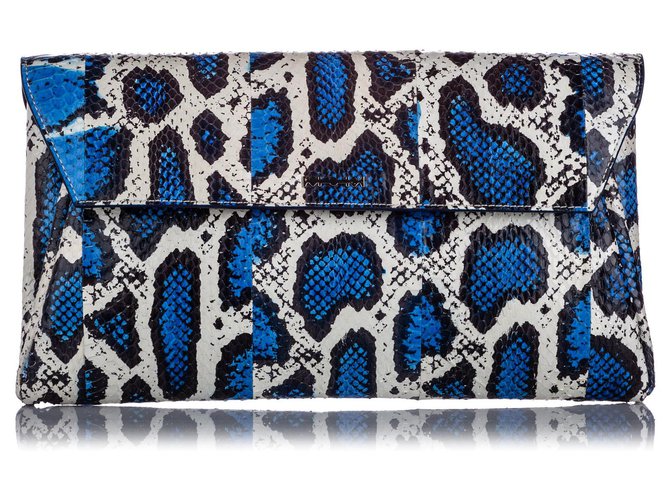 Pochette Alexander McQueen in pitone blu Multicolore Pelle  ref.223979